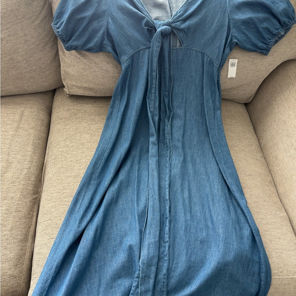 Old Navy Blue Tie Front Maxi Dress